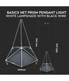 E27 Prism Pendelleuchte - Schwarzer Schirm mit weißem Kabel, Ø40cm, Metall, ohne Leuchtmittel