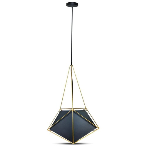 E27 Pendelleuchte aus Metall - Schwarz und Gold, modernes Prismen-Design, ohne Leuchtmittel