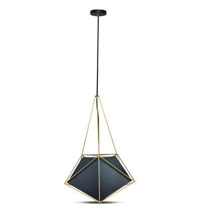 E27 Pendelleuchte aus Metall - Schwarz und Gold, modernes Prismen-Design, ohne Leuchtmittel