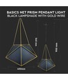 E27 Pendelleuchte aus Metall - Schwarz und Gold, modernes Prismen-Design, ohne Leuchtmittel