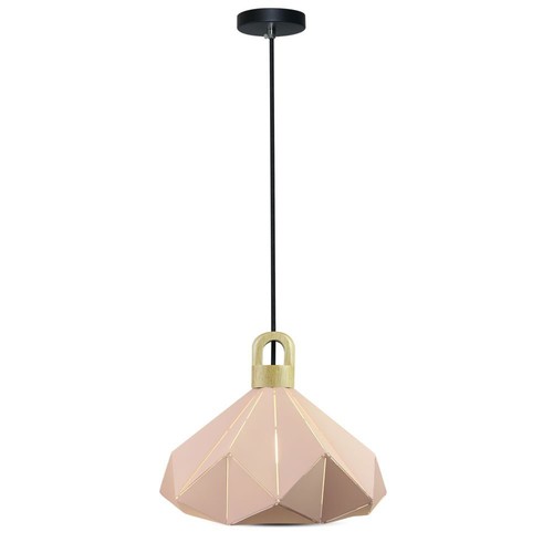 E27 Pendelleuchte Pastel Wooden Prism - Pink, Ø32 x 27 cm, ohne Leuchtmittel