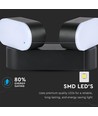 12W drehbare LED Wandleuchte mit 2 Köpfen - IP65, schwarz, 1320lm, 3000K, inkl. Leuchtmittel