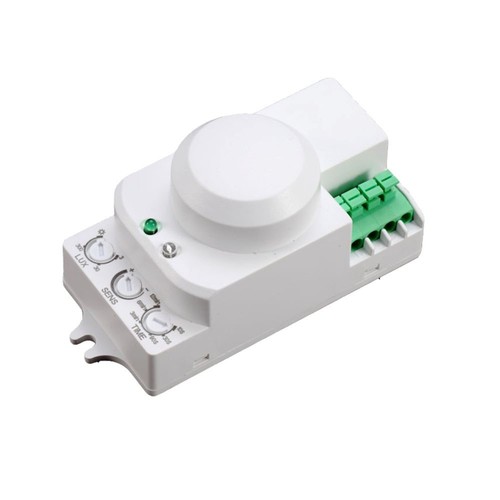Mikrowellen-Bewegungsmelder mit Manual Override - 360°, 1-8m Reichweite, IP20, weiß, max. 300W LED