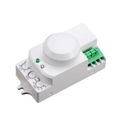 Mikrowellen-Bewegungsmelder mit Manual Override - 360°, 1-8m Reichweite, IP20, weiß, max. 300W LED