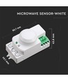 Mikrowellen-Bewegungsmelder mit Manual Override - 360°, 1-8m Reichweite, IP20, weiß, max. 300W LED
