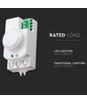 Mikrowellen-Bewegungsmelder mit Manual Override - 360°, 1-8m Reichweite, IP20, weiß, max. 300W LED