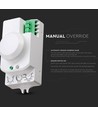 Mikrowellen-Bewegungsmelder mit Manual Override - 360°, 1-8m Reichweite, IP20, weiß, max. 300W LED