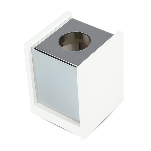 GU10 quadratischer Gips Aufbauspot mit Chrom-Boden - 10x10cm, Weiß/Chrom, IP20 Innen, ohne Leuchtmittel