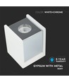 GU10 quadratischer Gips Aufbauspot mit Chrom-Boden - 10x10cm, Weiß/Chrom, IP20 Innen, ohne Leuchtmittel