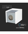 GU10 quadratischer Gips Aufbauspot mit Chrom-Boden - 10x10cm, Weiß/Chrom, IP20 Innen, ohne Leuchtmittel