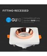 GU10/GU5.3 Gips Einbauspot - Quadratisch, Matt-Roségold, weißer Gips, 10x10 cm