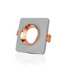 Quadratischer GU10 Einbauspot aus Gips - Grauer Beton mit Matt-Roségold Ring, IP20 Innen, ohne Leuchtmittel