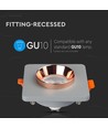 Quadratischer GU10 Einbauspot aus Gips - Grauer Beton mit Matt-Roségold Ring, IP20 Innen, ohne Leuchtmittel