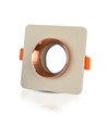 GU10 Eckiger Downlight - Off-White mit mattem Roségold, Loch: 8cm, ohne Leuchtmittel und Fassung