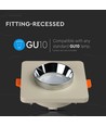 GU10 Einbauspot aus Beton - Quadratisch, Off-white/Chrom, Ausschnitt: Ø8cm, ohne Leuchtmittel