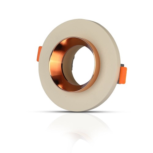 GU10 Gips Metall - Offwhite mit Matt Roségold Sockel - Rund