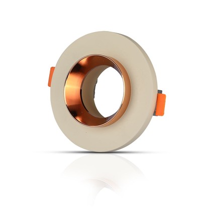 GU10 Gips Metall - Offwhite mit Matt Roségold Sockel - Rund