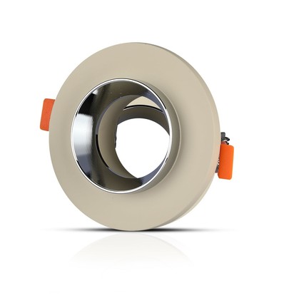 GU10 Einbauspot aus Beton/Metall - Rund, Off-White mit Chrom-Boden, IP20 Innenbereich