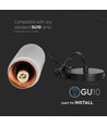 GU10 Pendelleuchte aus Gips und Metall - Rund, Grau mit mattem Rose Gold Boden, IP20 Innenbereich, ohne Leuchtmittel