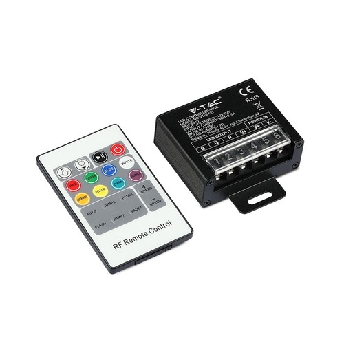 RGB LED Controller mit 20-Tasten RF Fernbedienung - 12V/24V, 3 Kanäle, max. 480W, IP20