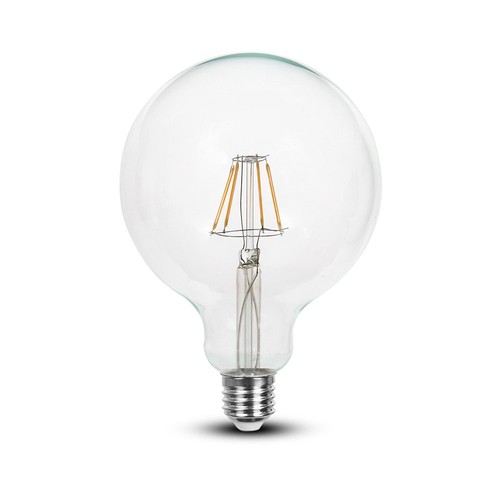 E27 6W LED Filament Birne - G125, 806lm, 6400K, Klarglas, 300°