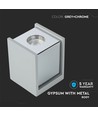 GU10 - grauer Beton, Metall-Gips-Oberfläche mit verchromtem Sockel (quadratisch)