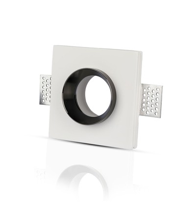 GU10 Einbaustrahler aus weißem Gips, quadratisch - 100x100 mm, IP20 Innen, 5 Jahre Garantie