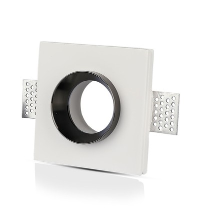 GU10 Gips Einbaustrahler, quadratisch - Weiß + Chrom, 100x100mm, IP20, 5 Jahre Garantie