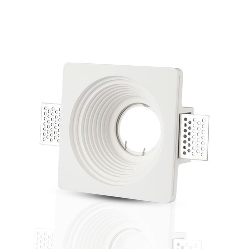 GU10 Einbaustrahler aus Gips - Rund, weiß, Ø12,5 cm Loch, IP20