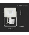 10W LED Fluter mit Sensor, weiß - Samsung LED, IP65, PIR