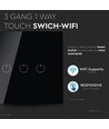 WiFi 3-Wege Touch-Schalter, schwarz - 2200W, kompatibel mit Google Home und Alexa, 3 Gang 1 Way