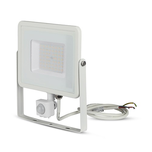 50W LED Fluter mit Sensor - IP65, 4000lm, warmweiß, PIR Bewegungsmelder, weißer Rand