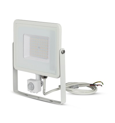 50W LED Fluter mit Sensor - IP65, 4000lm, warmweiß, PIR Bewegungsmelder, weißer Rand