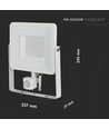 50W LED Fluter mit Sensor - IP65, 4000lm, warmweiß, PIR Bewegungsmelder, weißer Rand