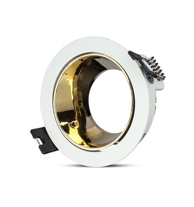 GU10 Einbaustrahler - Rund, weiß/gold, Aluminium, IP20, Ausschnitt: Ø7,2 cm, Maße: Ø7,9 cm, ohne Leuchtmittel