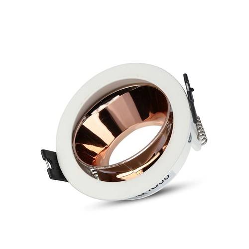 GU10 Einbaustrahler - Rund, weiß/roségold, Aluminium, Ausschnitt: Ø7,2 cm, IP20 Innenbereich