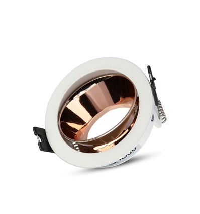 GU10 Einbaustrahler - Rund, weiß/roségold, Aluminium, Ausschnitt: Ø7,2 cm, IP20 Innenbereich