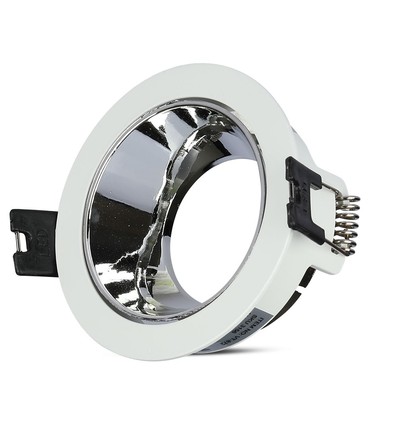 GU10 Einbaustrahler - Rund, Weiß/Chrom, Aluminium, Loch: Ø7,2 cm, IP20 Innenbereich
