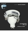 GU10 Einbaustrahler - Rund, Weiß/Chrom, Aluminium, Loch: Ø7,2 cm, IP20 Innenbereich