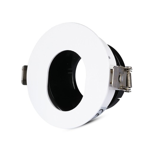 GU10 Einbaustrahler - Rund, Weiß/Schwarz, Aluminium, asymmetrisch, Loch: Ø7,5 cm