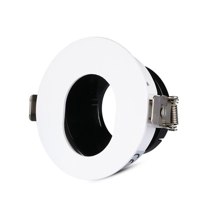 GU10 Einbaustrahler - Rund, Weiß/Schwarz, Aluminium, asymmetrisch, Loch: Ø7,5 cm