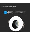 GU10 Einbaustrahler - Rund, Weiß/Schwarz, Aluminium, asymmetrisch, Loch: Ø7,5 cm