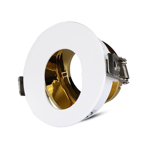 GU10 Einbaustrahler - Rund, Weiß/Gold, Aluminium, IP20, Loch: Ø7,5 cm, Maße: Ø8 cm