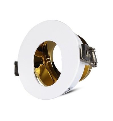 GU10 Einbaustrahler - Rund, Weiß/Gold, Aluminium, IP20, Loch: Ø7,5 cm, Maße: Ø8 cm