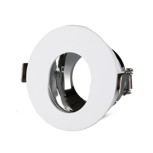 GU10 Einbaustrahler - Rund, Weiß/Chrom, IP20, Loch: Ø7,5 cm, Maße: Ø8 cm