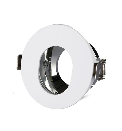 GU10 Einbaustrahler - Rund, Weiß/Chrom, IP20, Loch: Ø7,5 cm, Maße: Ø8 cm