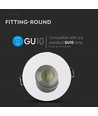 GU10 Einbaustrahler - Rund, Weiß/Chrom, IP20, Loch: Ø7,5 cm, Maße: Ø8 cm