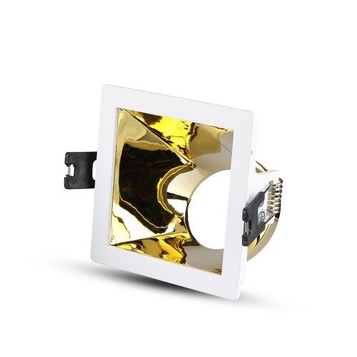 GU10 Einbauspot - Eckig, Weiß/Gold, Aluminium, Ausschnitt: 80x80mm, ohne Leuchtmittel