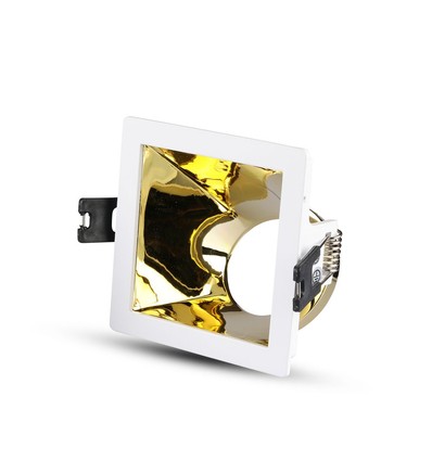 GU10 Einbauspot - Eckig, Weiß/Gold, Aluminium, Ausschnitt: 80x80mm, ohne Leuchtmittel