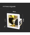 GU10 Einbauspot - Eckig, Weiß/Gold, Aluminium, Ausschnitt: 80x80mm, ohne Leuchtmittel